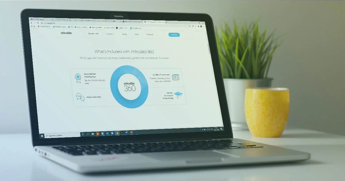 Image of someone using Articulate 360 on a laptop
