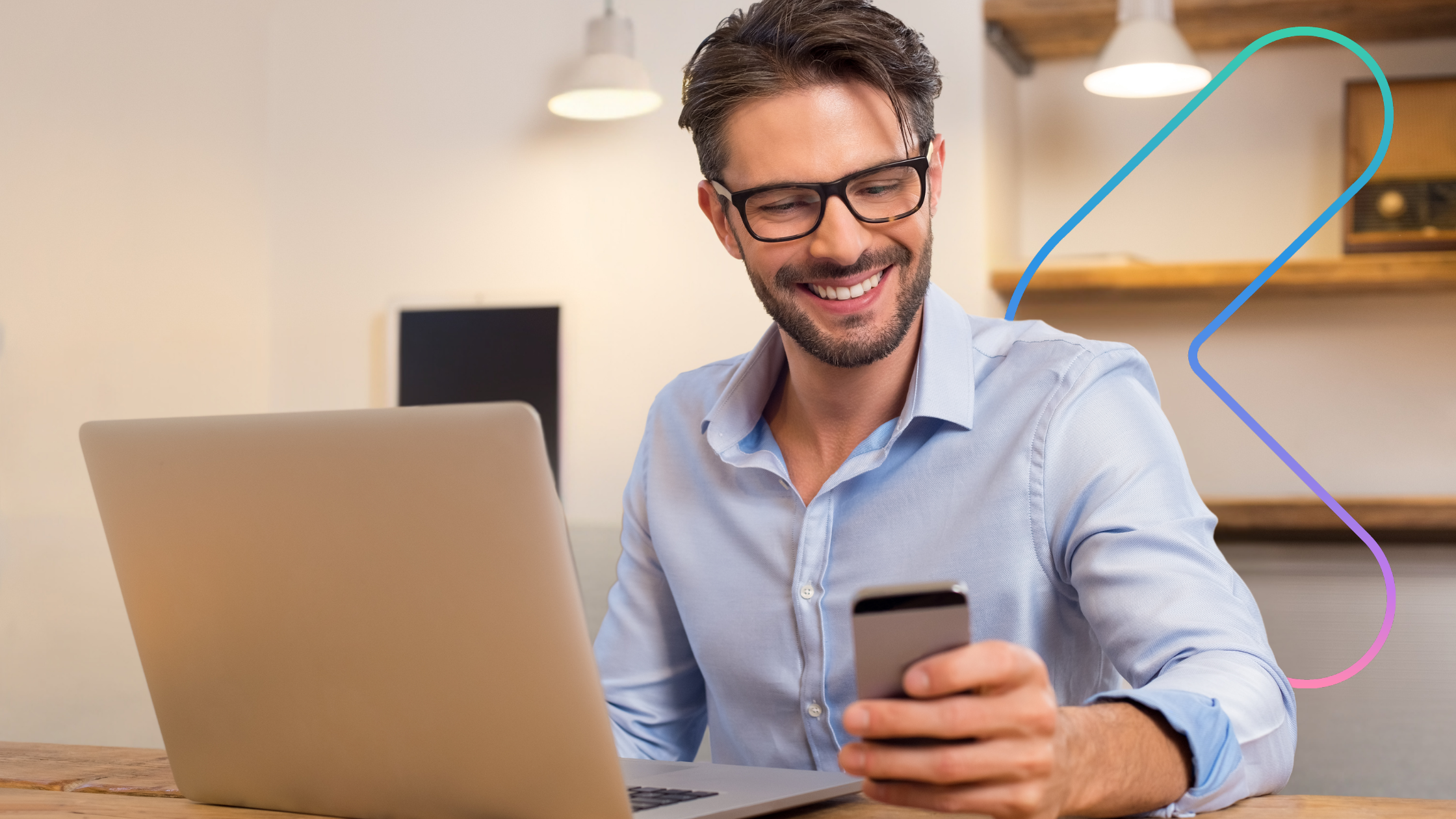 Man using phone to microlearn