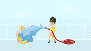 An image of animated fireman in Vyond