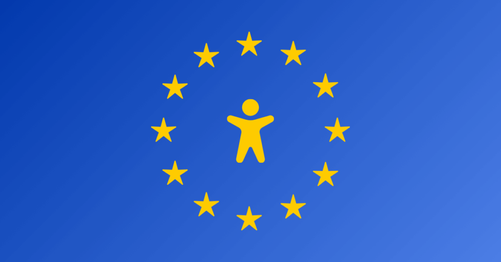 European flag with person in the middle