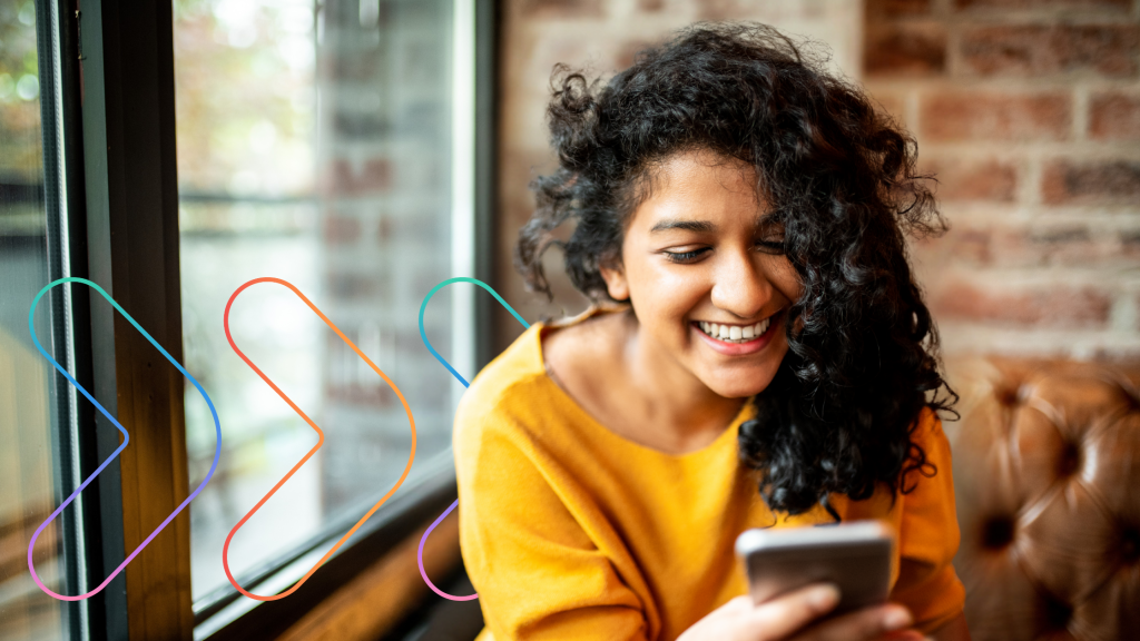 Woman smiling on phone